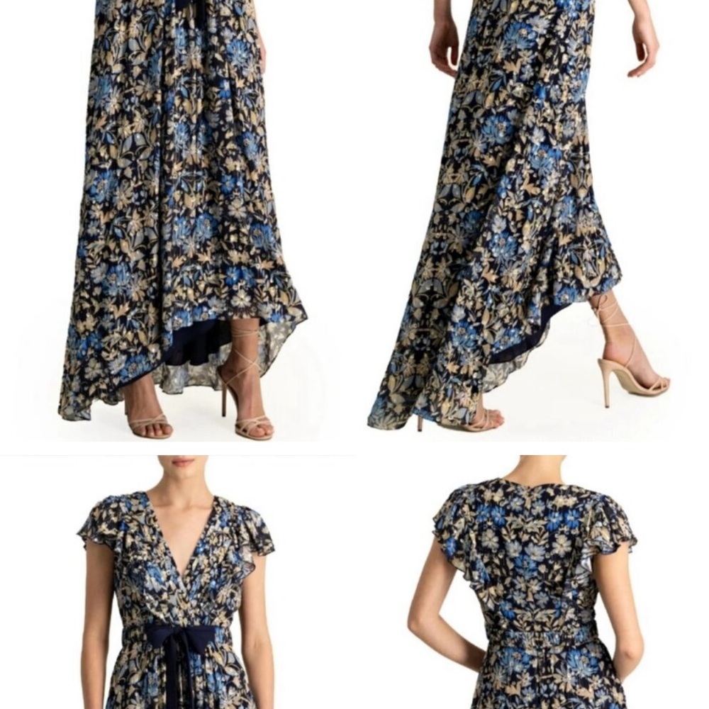 Monique Lhuillier Blue Bell garden short sleeve maxi. Perfect condition! - Picture 9 of 9
